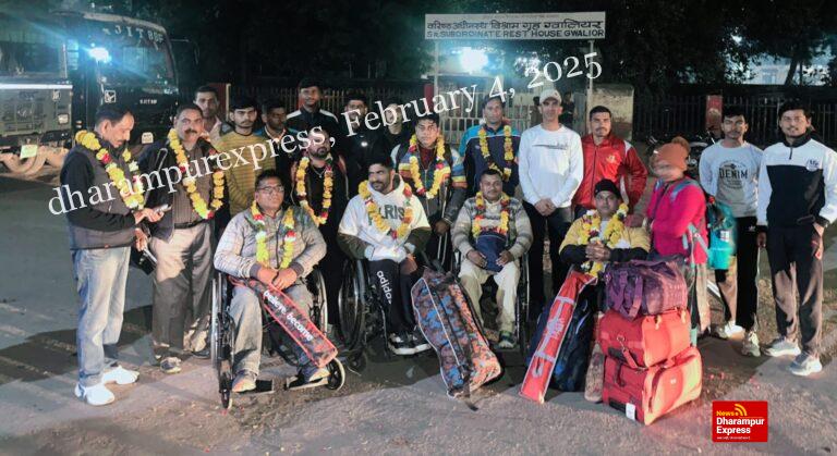 हिमाचल प्रदेश व्हीलचेयर क्रिकेट टीम का ग्वालियर रेलवे स्टेशन पर भव्य स्वागत