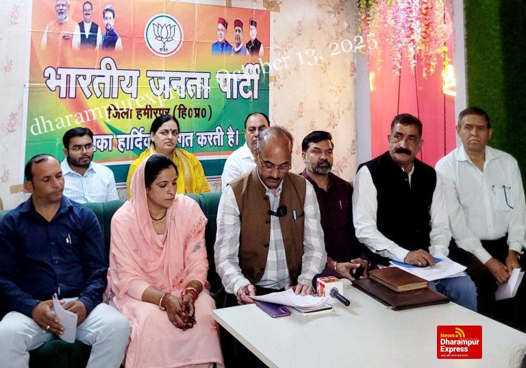 जिलाध्यक्ष राकेश ठाकुर ने महिला, किसान, अनुसूचित जाति एवं अन्य पिछड़ा वर्ग मोर्चों की जिला टीमों के साथ मंडल अध्यक्षों की घोषणा की