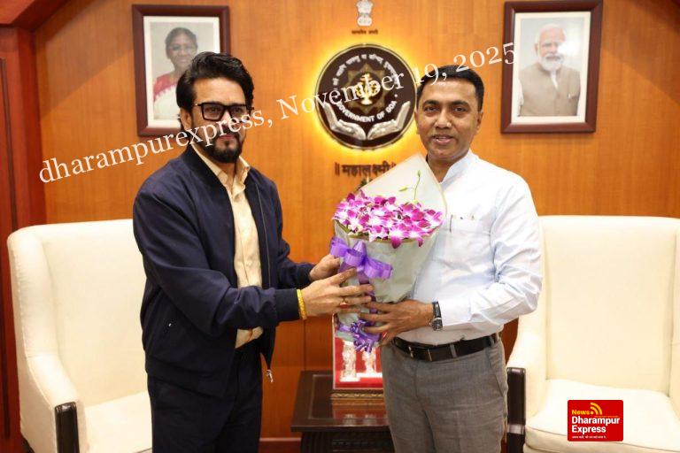 गोवा के मुख्यमंत्री प्रमोद सावंत से अनुराग सिंह ठाकुर ने की मुलाकात